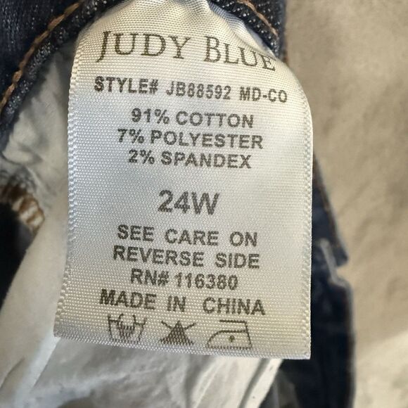 Judy Blue Jeans Women Size 24W Plus Stretch Blue Denim JB88592 Whiskered - Picture 8 of 8